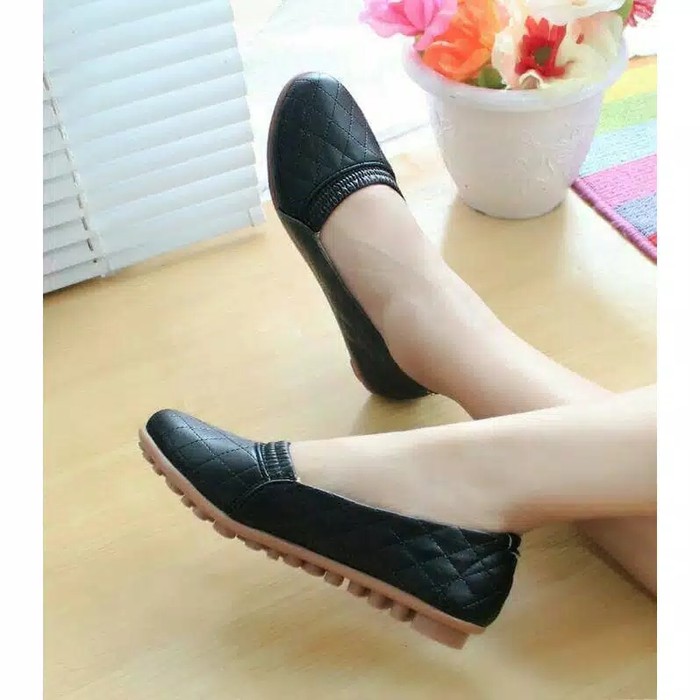 COD SEPATU FLAT TEPLEK KULIT BERKUALITAS BLD0303