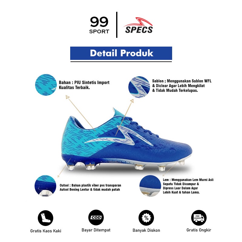 big promo sepatu bola specs garuda alpha pro fg komponen ori free kaos kaki
