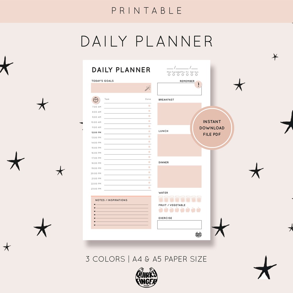 

Printable Daily Planner Minimalist, Schedule, Organizer, To Do List A4, A5