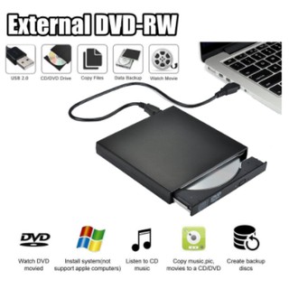 External DVD Drive Slim Portable Optical Drive Writer Burner Rewriter - Hitam