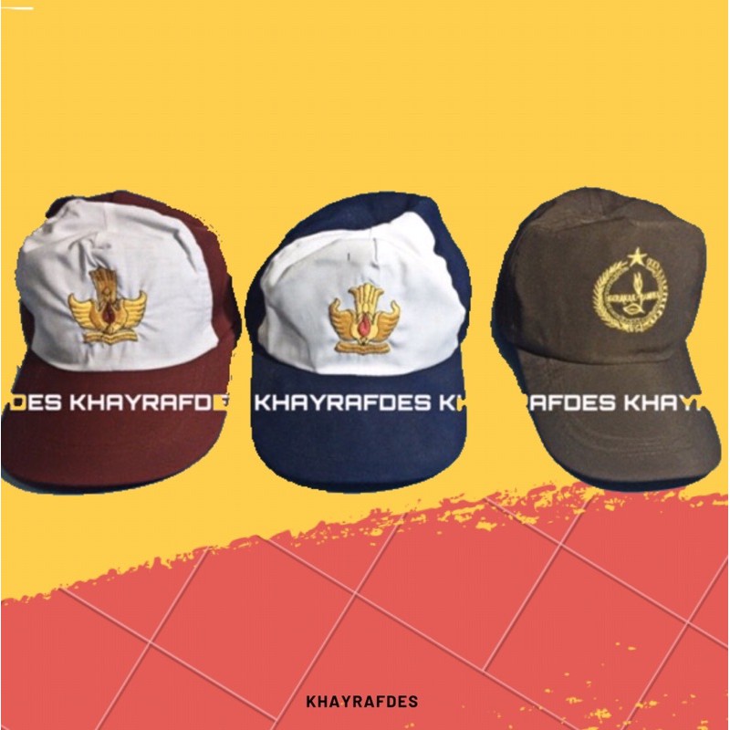 Topi sekolah SD /SMP /PRAMUKA lambang bordir putra putri