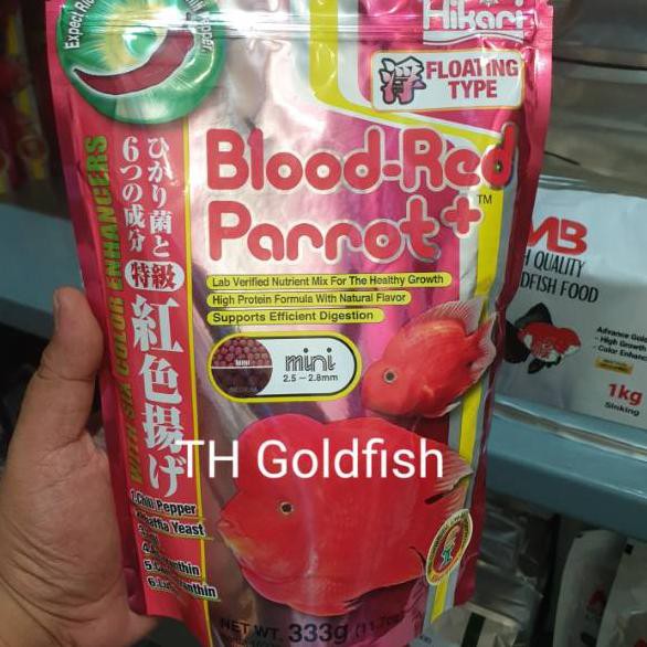 

Hikari Blood Red Parrot 333 gr Size Mini, Pakan Ikan .