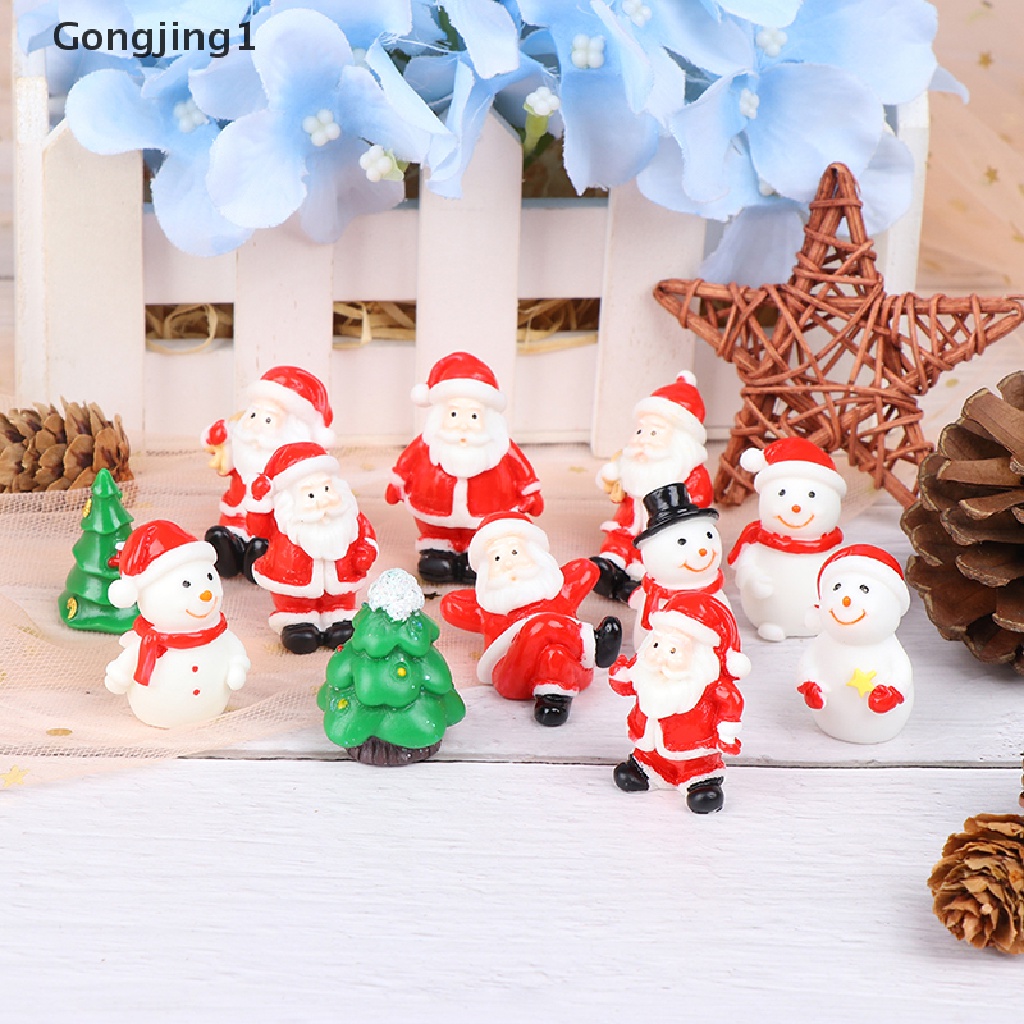 Gongjing1 Miniatur Santa Claus / Snowman / Pohon Natal DIY Untuk Dekorasi Taman