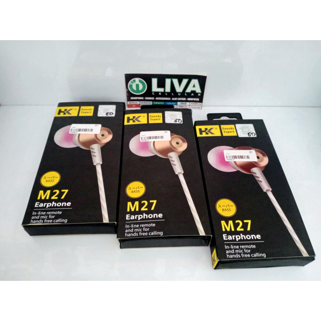 Headset HK-M27 Bass Earphone Metallic Earphones Handsfree