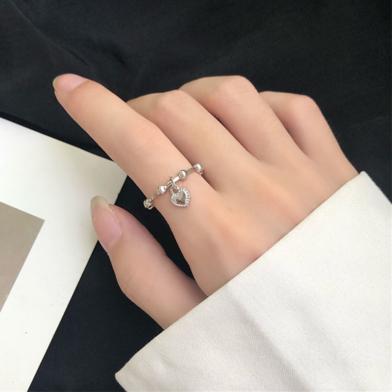 Korea Simple Ring Vintage Baroque Lovely Heart Pendant Ring  for Women Rings