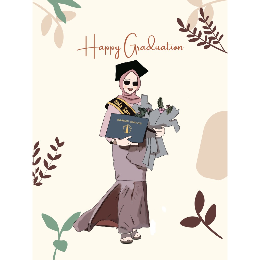 Desain Cartoon Art Vector Hadiah Ultah Wisuda Wedding Anniversary