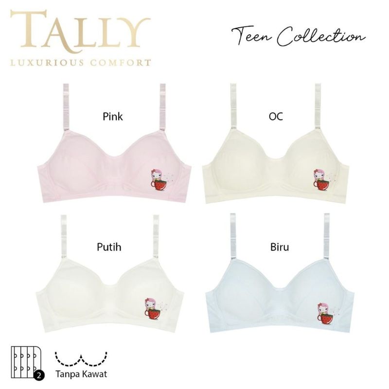 TALLY bra remaja katun Minibra Busa Tipis tanpa kawat Cup A