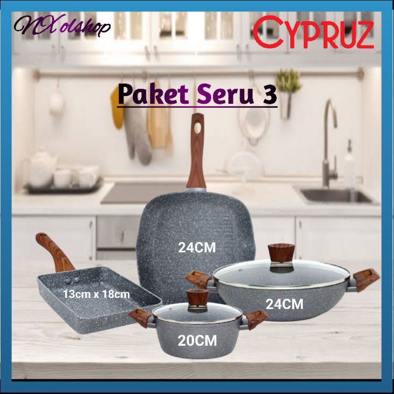 Cypruz - Paket Seru3 Panci Wajan Cypruz Set Alat Masak Penggorengan