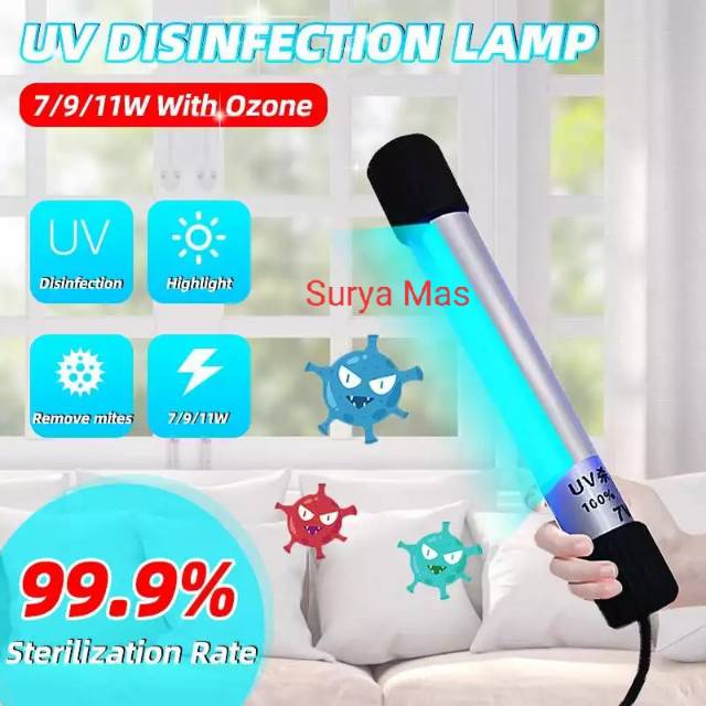 Alat Disinfektan Virus Bakteria Lampu Ultraviolet 7w Lampu UV membunuh virus dan bakteria Portable