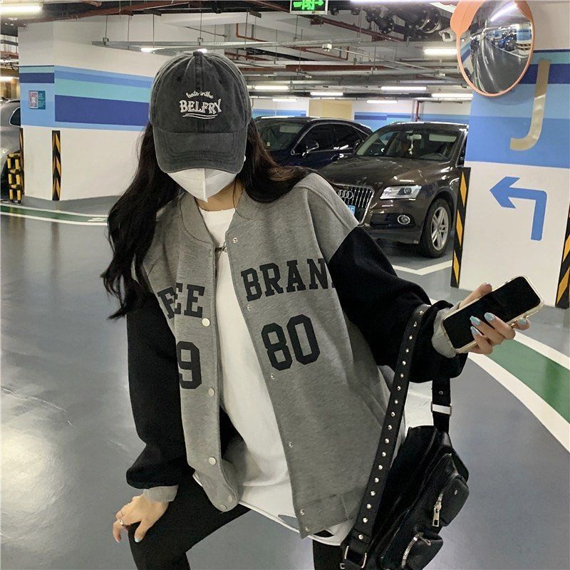 Jaket Varsity Wanita Oversize Gejee Brand | Sweater Jaket Baseball Varsity Jumbo Oversize | Baseball | Varsity