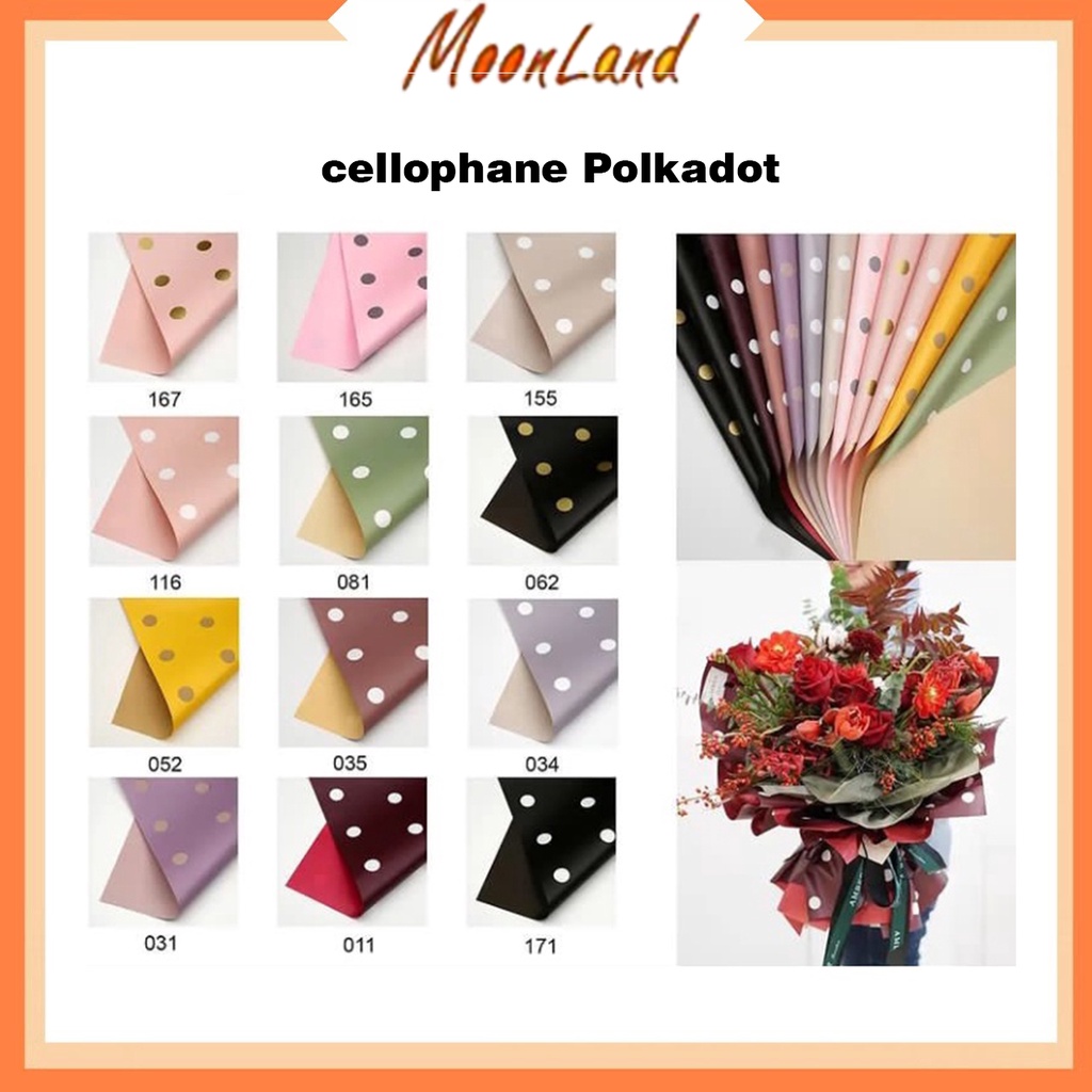 MoonLand Flower Wrapping Polkadot Cellophane Kertas Buket Pembungkus Bunga Waterproof KB11