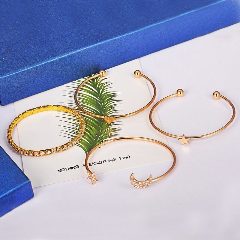 4pcs / Set Gelang Aneka Desain Gaya Simple Untuk Wanita