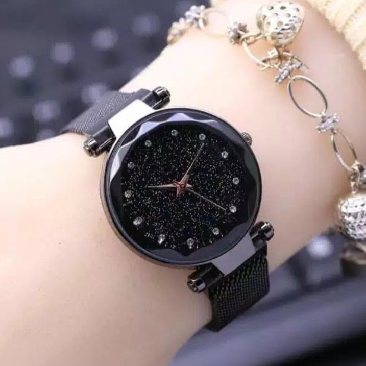 JAM TANGAN WANITA ANALOG RANTAI MAGNET DIAMOND MURAH GROSIR FASHION KOREA PRIA COUPLE (Victoria)