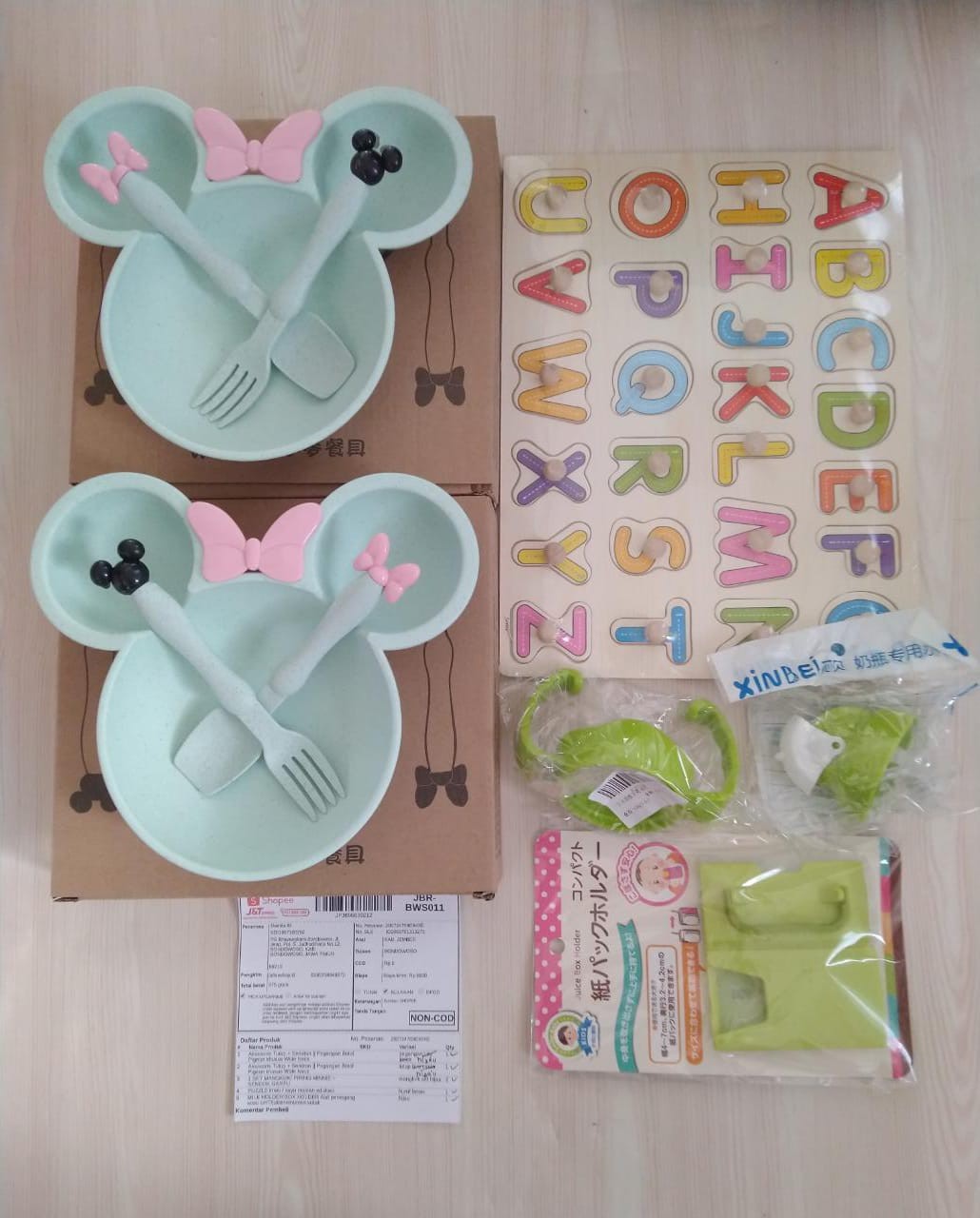 1 Set Mangkok/ Mangkuk/ Piring Minnie + Sendok Garpu