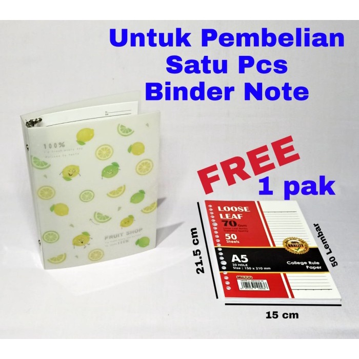 Jual Bos Binder Note A Free Kertas Loose Leaf Lbr Buku Ring Besi