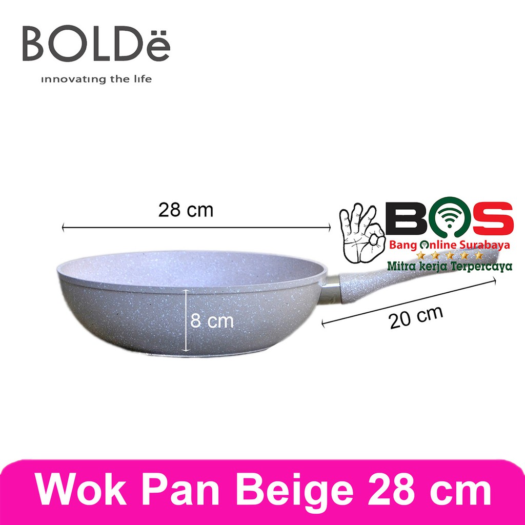 Bolde Super Pan Wok 28 CM Granite Beige Panci Wajan anti lengket