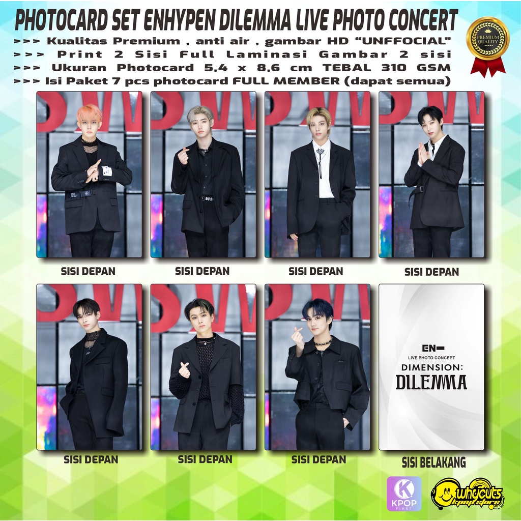 PHOTOCARD FULL SET PREMIUM ENHYPEN DILEMMA LIVE PHOTO SELFIE COLLECTION // FULL PRINT 2 SISI LAMINASI GLOSSY ISI 7 PCS