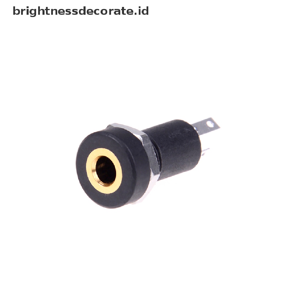 (Birth) 2pcs Soket Jack Audio 3.5mm 3 Pole Warna Hitam Dengan Baut