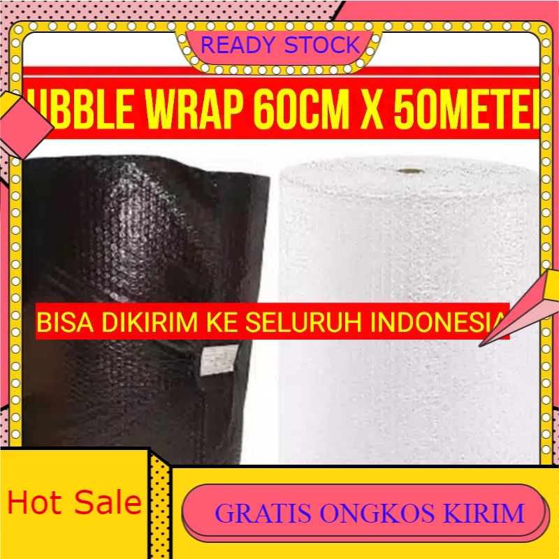

Bubble Wrap 60cm x 50meter / 40cm x 50meter / 30Cm x 50Meter Hitam Bening Putih Susu Tebal Murah Terlaris