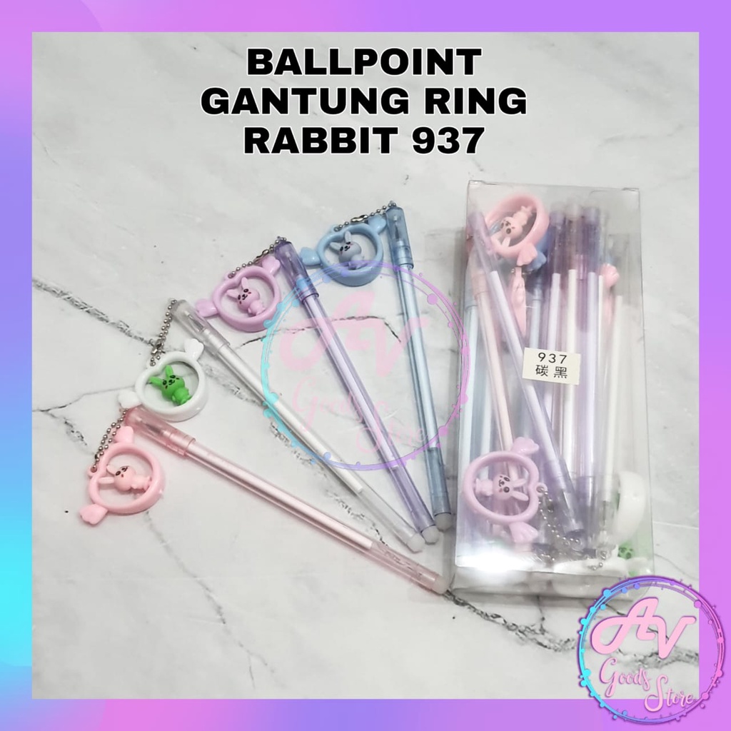 

Ballpoint / 12Pcs Pulpen Gel / Pulpen Gantung RING RABBIT KELINCI 937 (1Lusin)