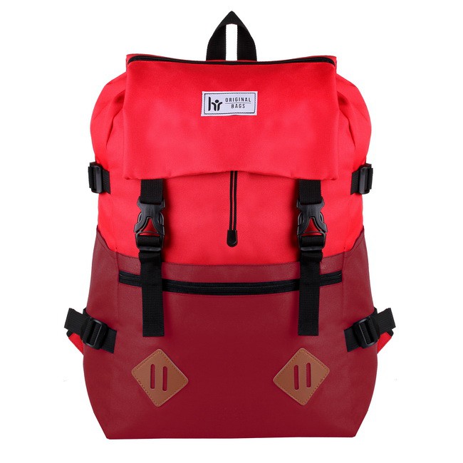 Tas Ransel Cowok / Tas Kuliah / Tas Distro HR Bag [Merah + Maroon]