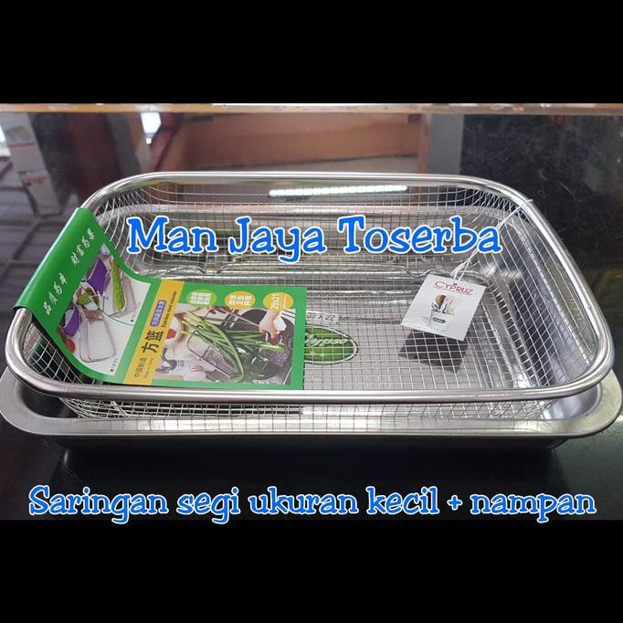Saringan segi ukuran kecil dan nampan stainless / tirisan gorengan