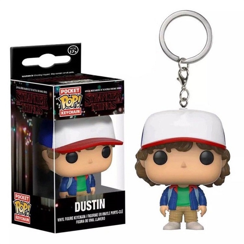 1pc Gantungan Kunci Funko POP Anime Stranger Things Dustin Eleven Minifigures Bahan PVC