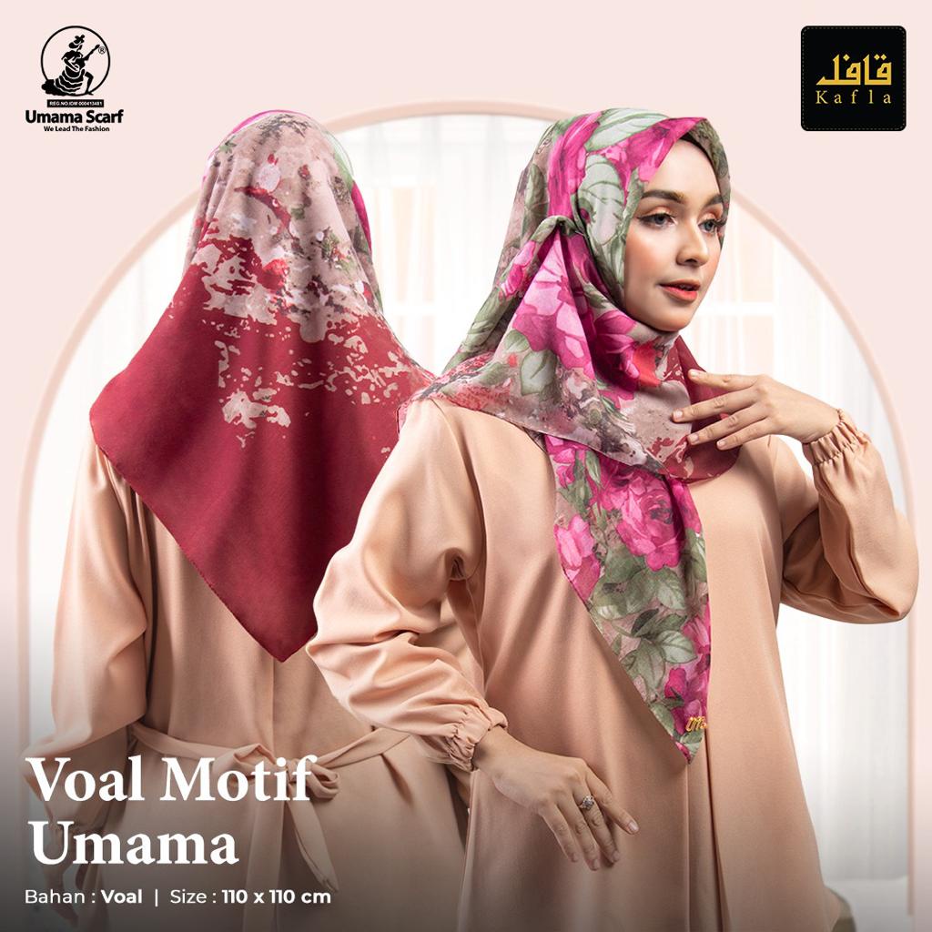 Hijab/Kerudung Voal Motif Segiempat Metal Logo Original By Umama Scarf 110x110cm