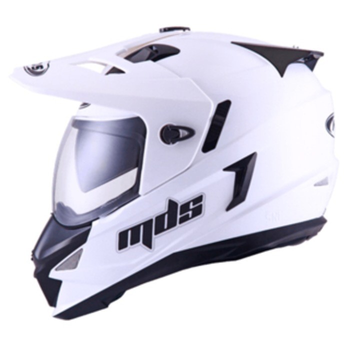 MDS SUPER PRO SUPERMOTO WHITE PUTIH HELM FULL FACE DOUBLE VISOR M L XL