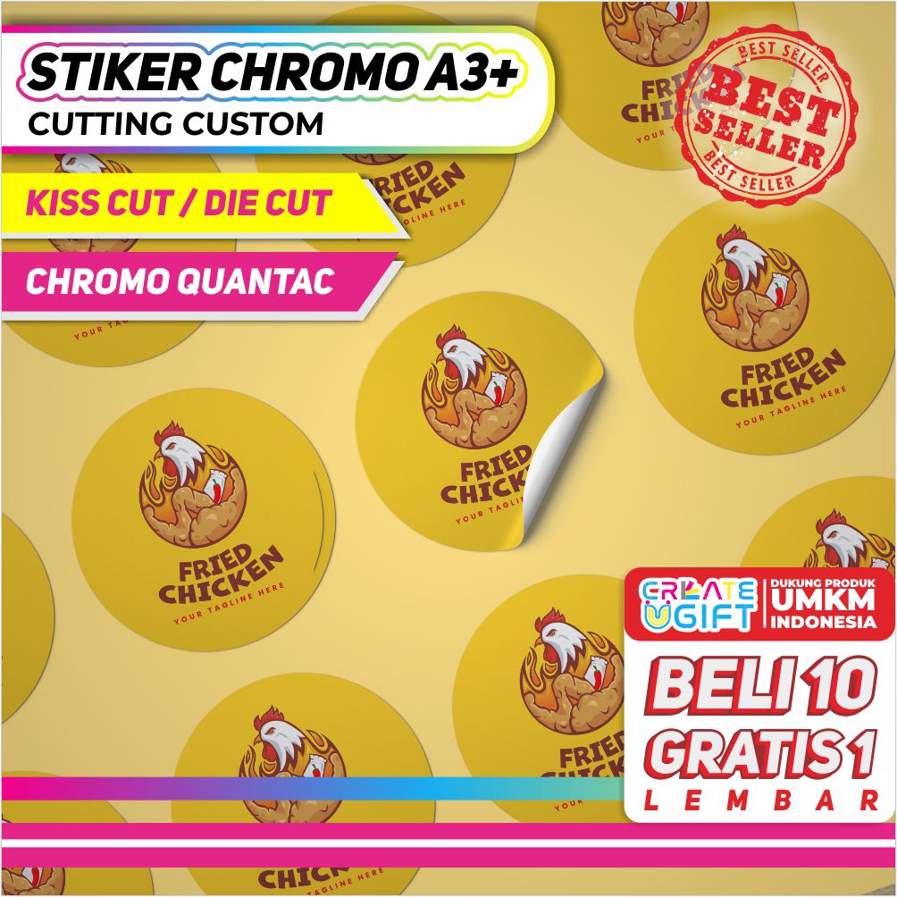 

CETAK STIKER CHROMO LABEL KEMASAN A3+ CUT | LABEL KEMASAN | LABEL USAHA MAKANAN