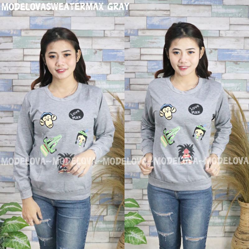 MDLV ~ SWEATER MAX BABYTERRY SWEATER CEWEK MOTIF CARTOON TERBARU SWEATER BEST SELLER FASHION WANITA