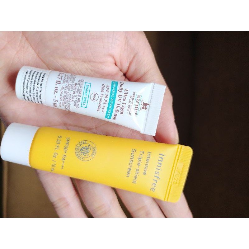 Preloved Innisfree Intensive Triple Shield Sunscreen & Kiehls Ultra Light Daily UV Defense