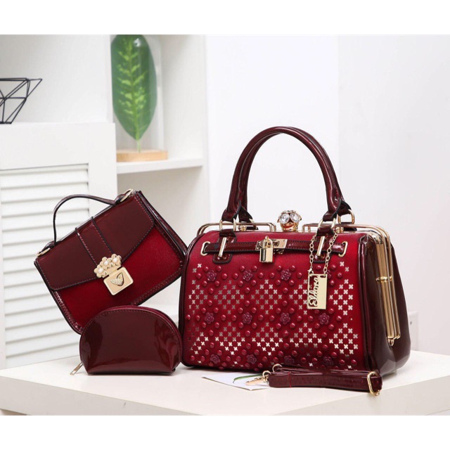 Eldora Behel Wenky ES1213 (3in1) syafniegalery tas glossy impor tas pesta original brand