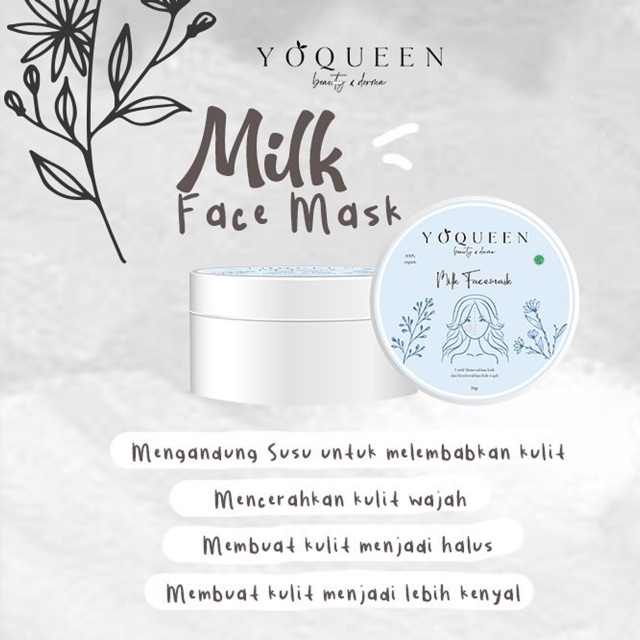 Masker Organik Milk by Yoqueen Beauty