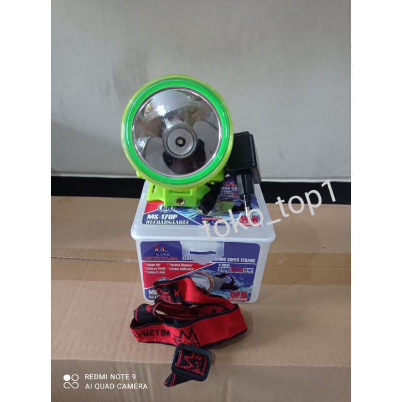 Senter Kepala Mitsuyama 80 watt MS-170P /ms-216P super terang/senter kepala anti air