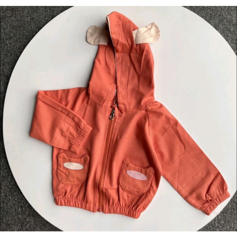 Ezio jacket anak unisex oclo kids - bear salmon / orange size L