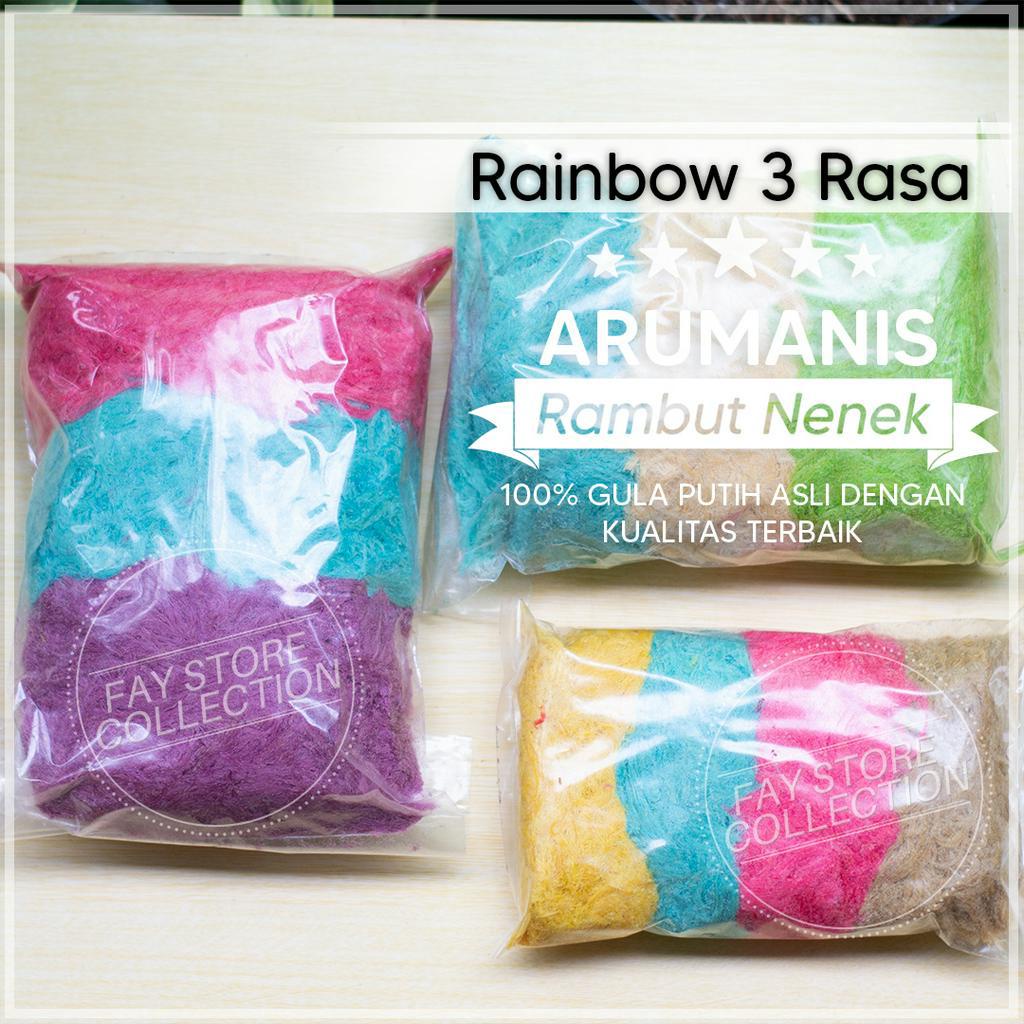 

Arumanis Rambut Nenek Rainbow 3 Rasa Kiloan / Aromanis Rainbow
