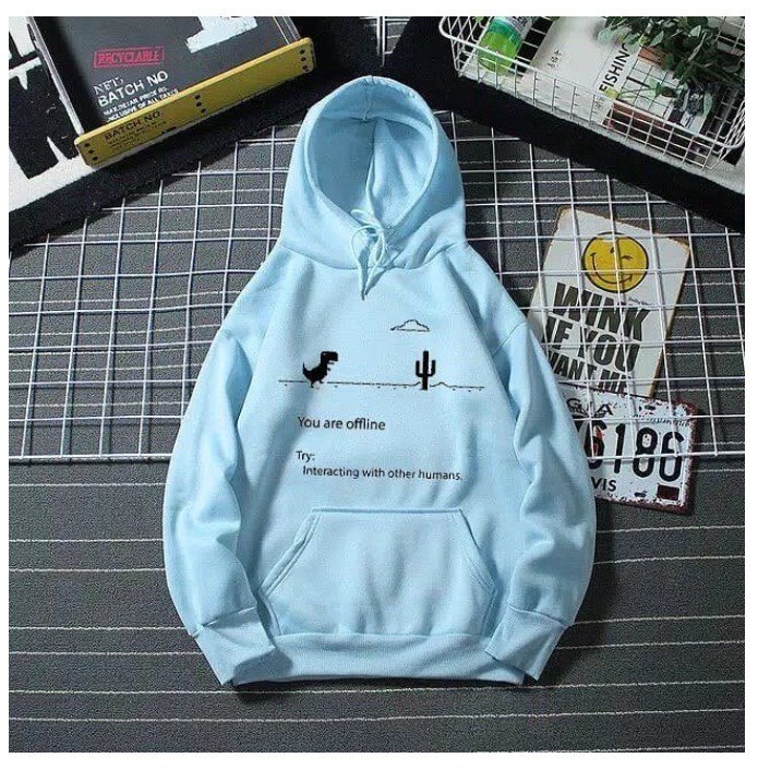 HOODIE UNISEX OFFLINE NOTICE FLEECE TEBAL TERBARU,