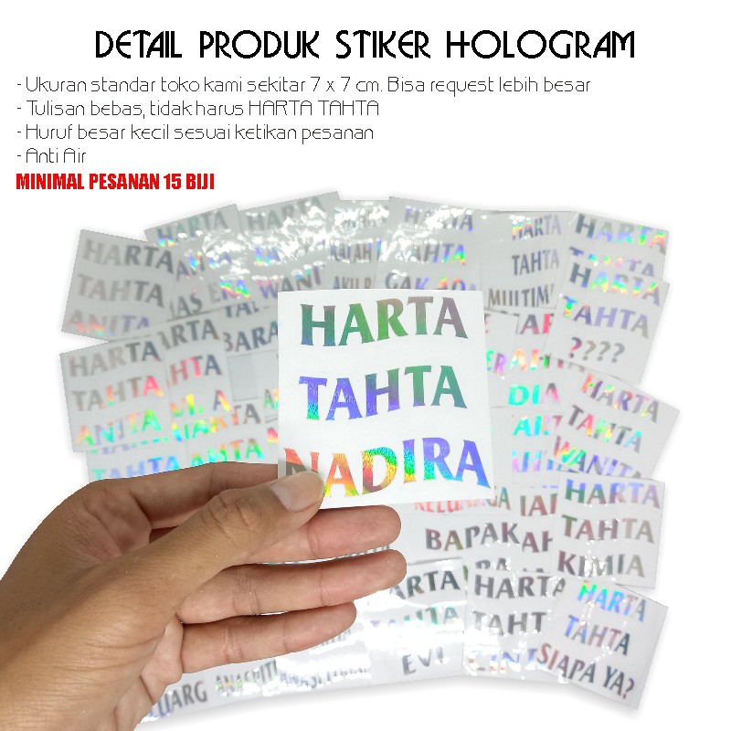 STIKER HOLOGRAM HARTA TAHTA