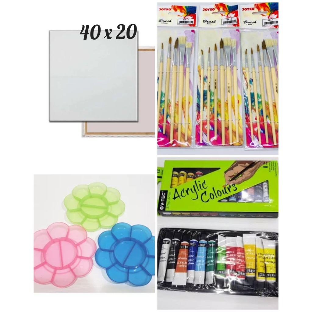 

Paket Kanvas Lukis (kanvas 40x20,palet,kuas,cat akrilik)