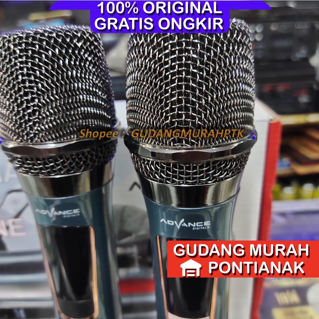 Mic Advance 301 Wireless tanpa Kabel 2 mic Baterai Charge Kualitas Bagus mikropon microphone