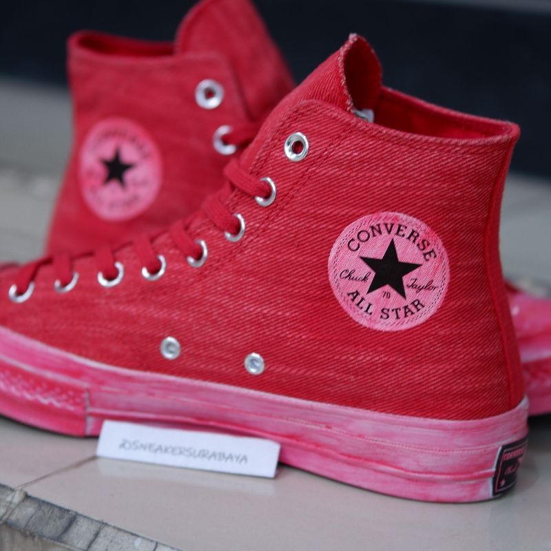 Converse Chuck Taylor 1970s Hi Overdyed Wash Denim Gym Red CT 70 CT 70s