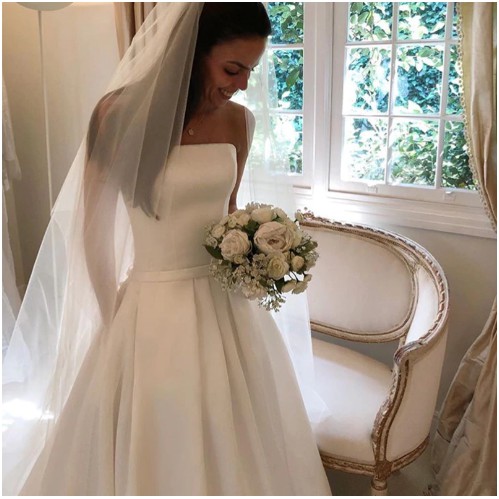 Simple Wedding Dresses Strapless Satin Wedding Elegent Gown Bridal Dress
