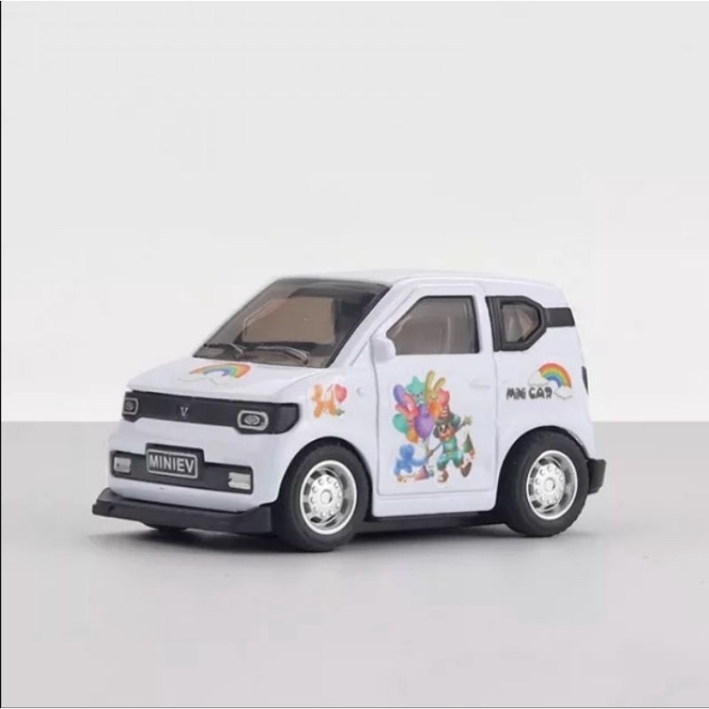 Mainan Mobil Mobilan Diecast Mobil Metal Mini Wuling EV Miniatur Mobil Besi