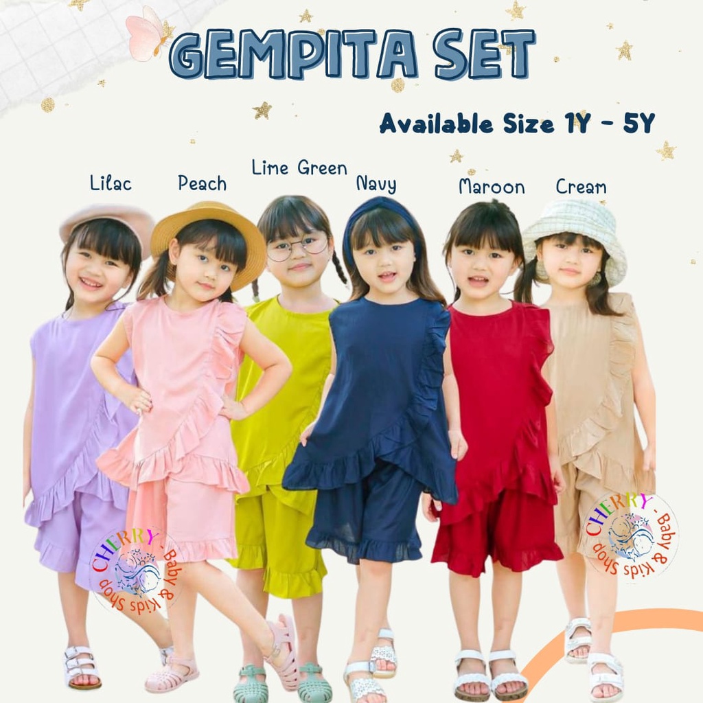 Setelan Gempita Ruffle 1 - 5 Tahun Smilee Setelan Ruffle Gempita Rayon Anak Lucu Adem CBKS