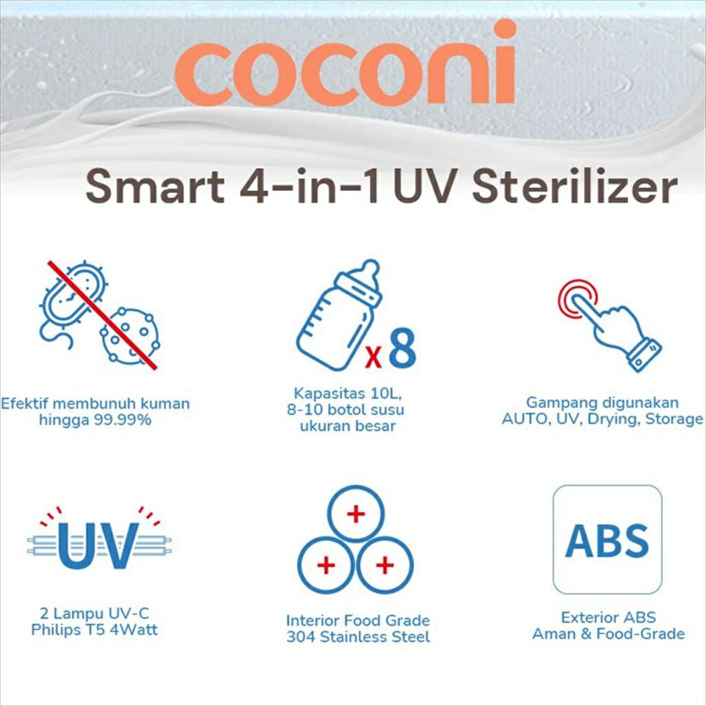 Coconi Automatic UV Sterilizer With Dryer 10L - Alat Steril Botol dan Pengering