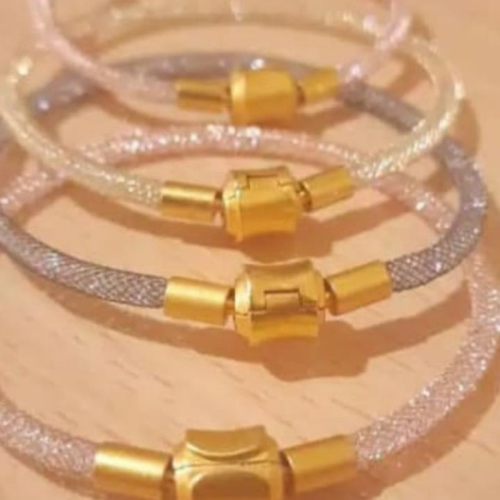 Gelang Bahan Emas Gelang Tali Wanita Gelang Tali Kawat Pandora Waterproof Gliter Swarovski Untuk Cha