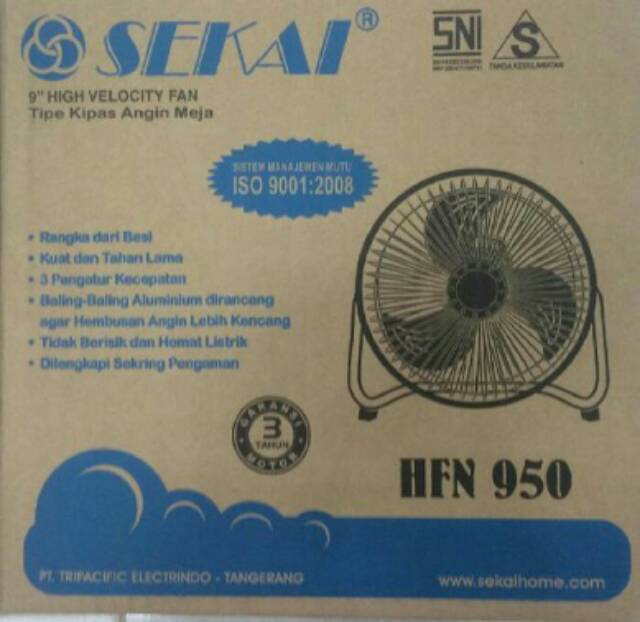 SEKAI 950 Kipas Angin Besi Tornado Typhoon Meja desk fan HFN 950 sekai