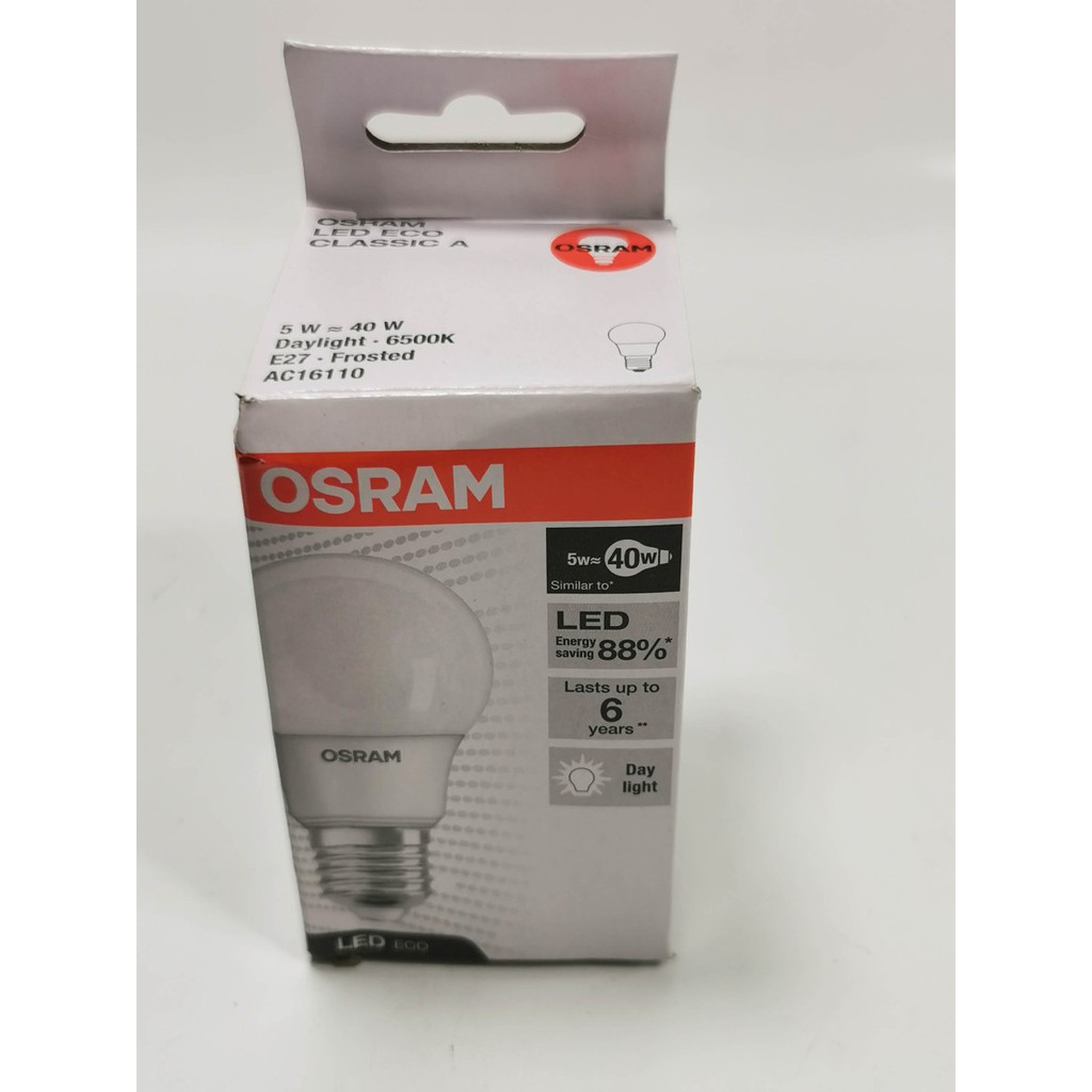 Cahaya PUTIH lampu led bulb 5watt OSRAM LECO CLA40 garansi 1 tahun