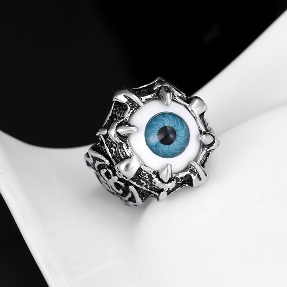 Hbid Glory 1pc Cincin Stainless Steel Desain Cakar Naga / Tengkorak / Evil Eye Gaya Gothic Untuk Pria